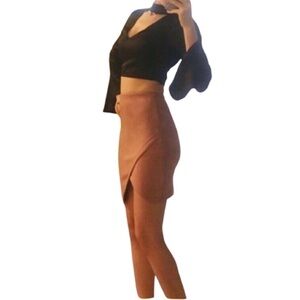 NWT LF SEEK the Label Asymmetrical Faux Suede Mini Skirt